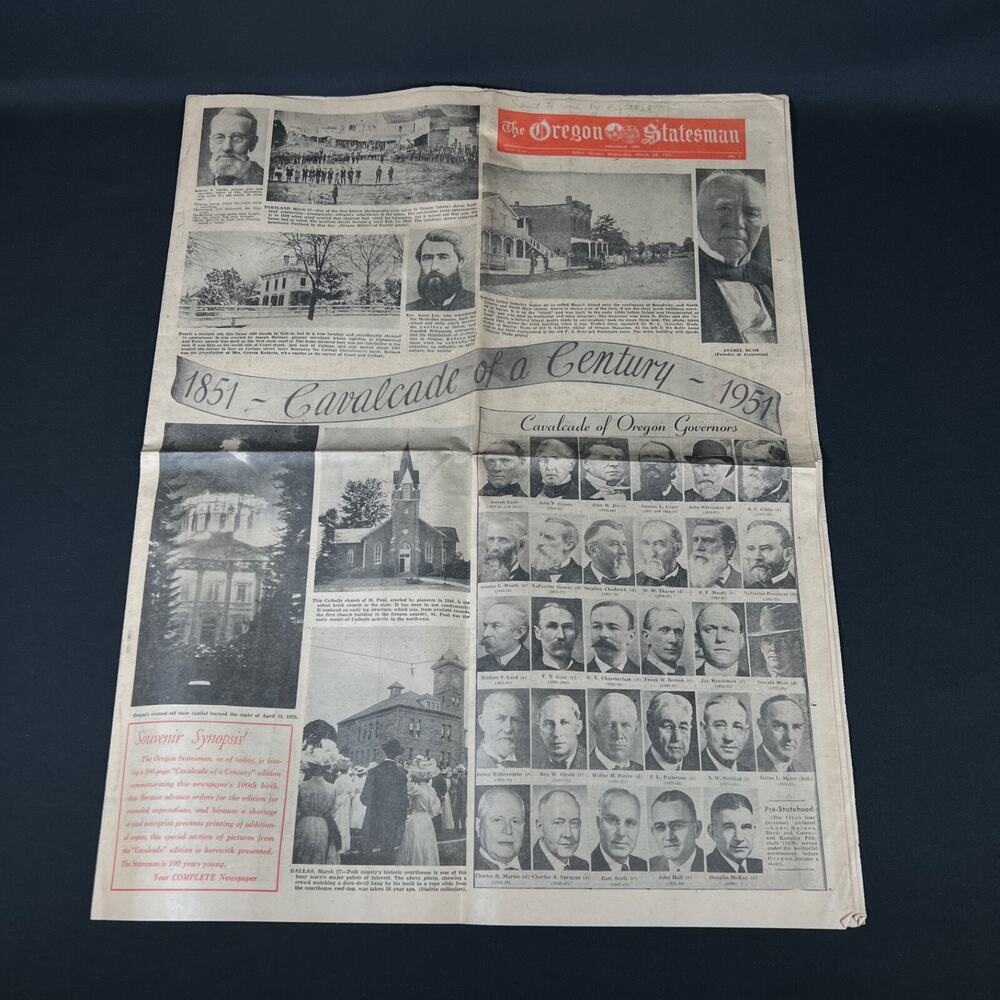 1951 mar 28 “1851 Cavalcade of a Century ~ 1951” the Oregon Statesman newspaper
